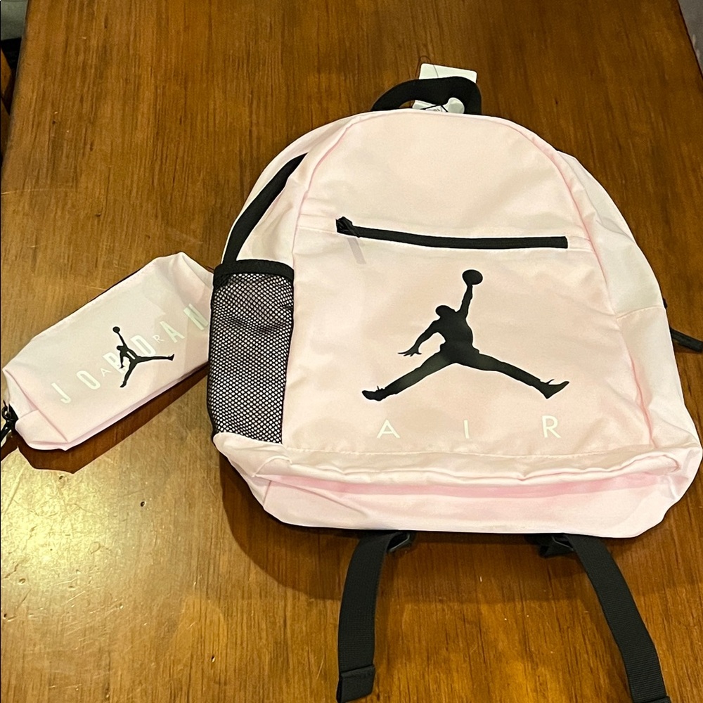 Nike Air Jordan Backpack Book Bag Pencil Case pink Fits up to 15” Laptop Girls
